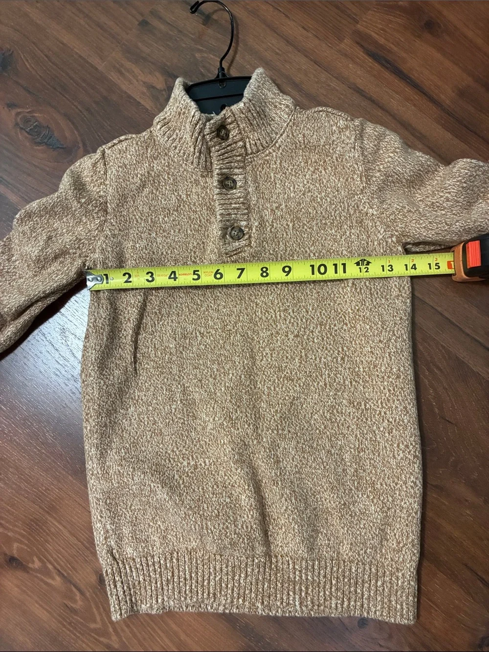 CARTER’S Knit Button-Front Mock Neck Sweater in Camel SZ 12